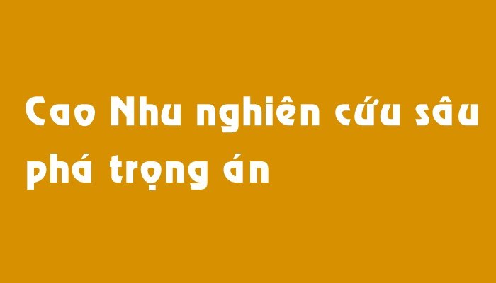 Cao Nhu nghiên cứu sâu phá trọng án